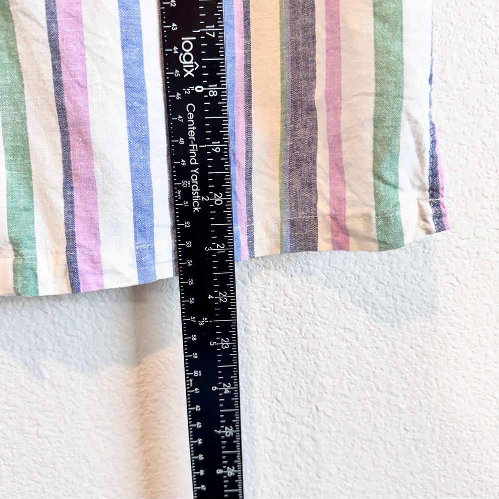 Marine Layer Lucy Resort Shirt Coastal Stripe Hemp Pastel Camp Beachy Travel XS - Picture 8 of 10